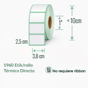 TD, 1" 3.8 x 2.5 cm 1 col 1.960 etiq/rollo
